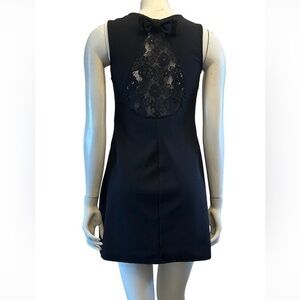 Molly Bracken Elegant Sleeveless Black Dress with Lace and Bow Details